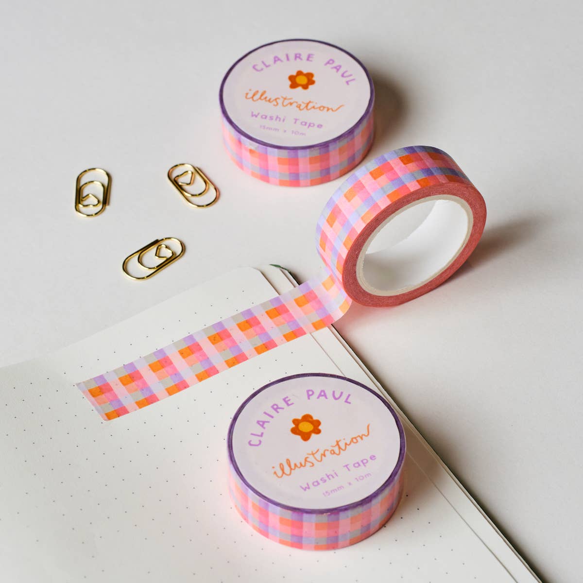Colourful Pink Gingham Washi Tape