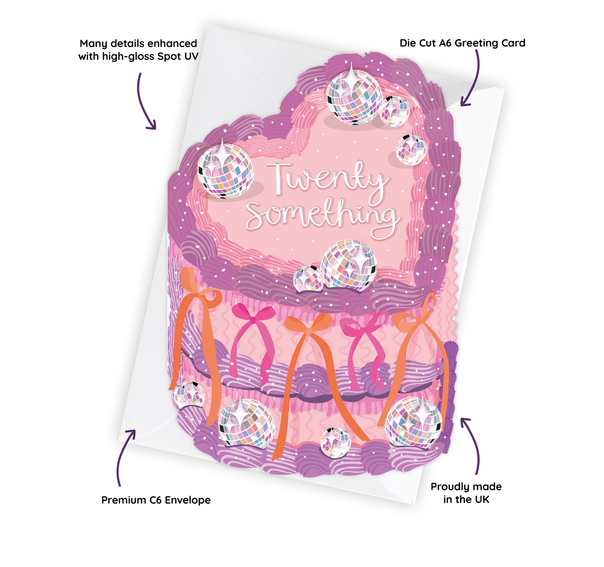 Twenty Something - Birthday Cake Shaped Greeting Card
