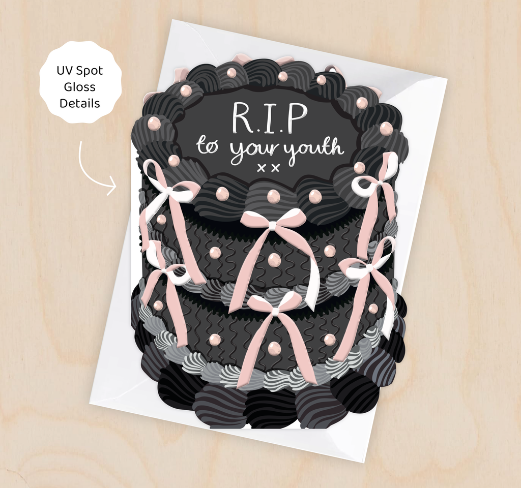 RIP to your youth - Birthday Cake Shaped Greeting Card