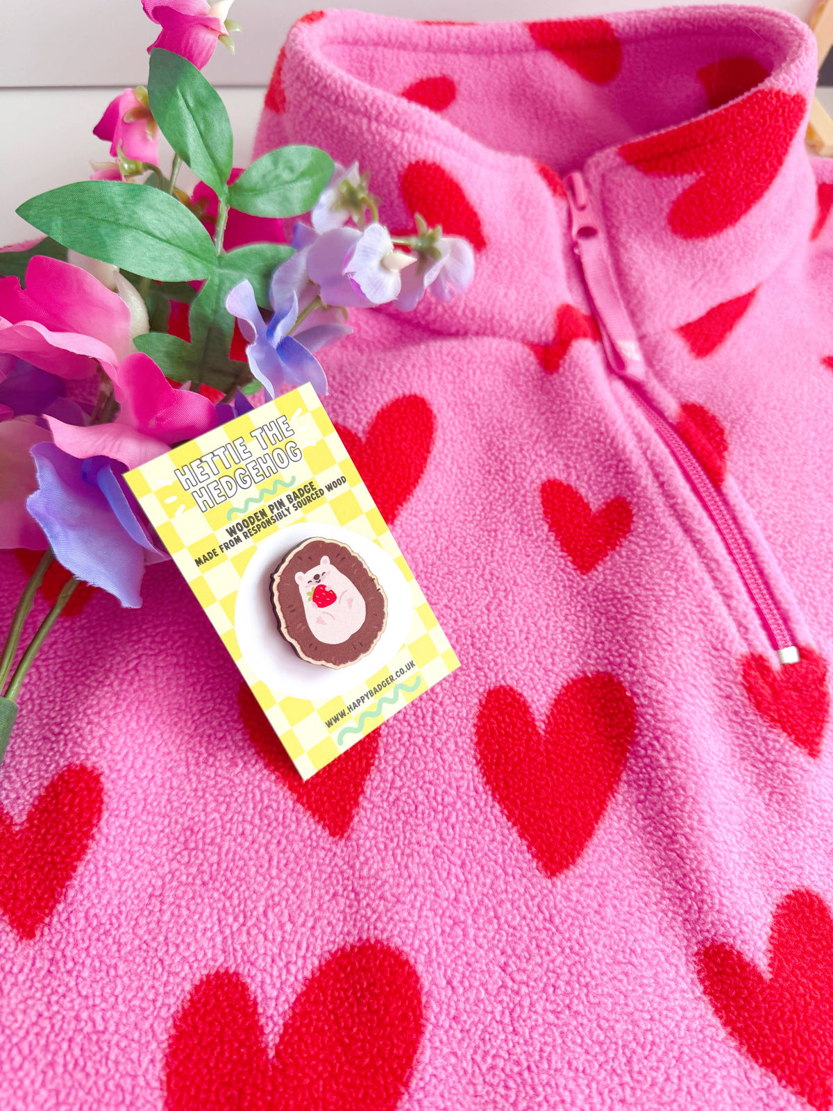 Hedgehog Pin Badge | Eco Friendly Gifts | Wooden Pin Badge