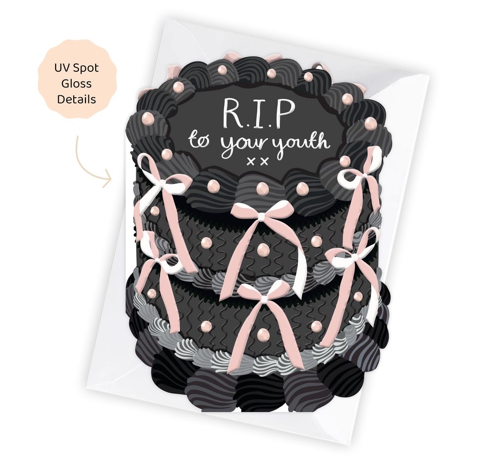 RIP to your youth - Birthday Cake Shaped Greeting Card