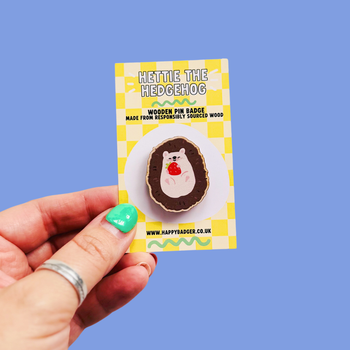 Hedgehog Pin Badge | Eco Friendly Gifts | Wooden Pin Badge