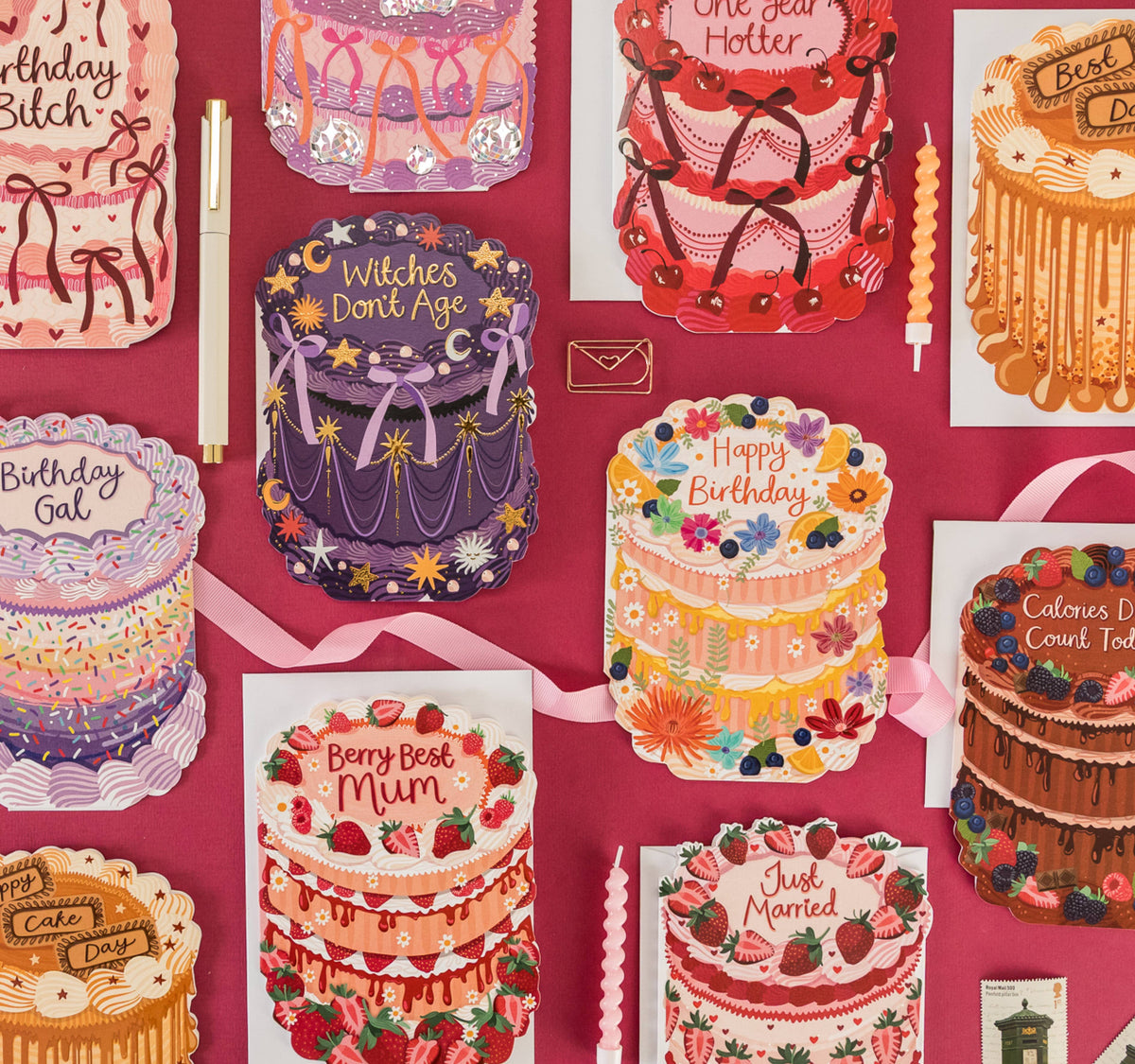 Witches Don't Age - Birthday Cake Shaped Greeting Card
