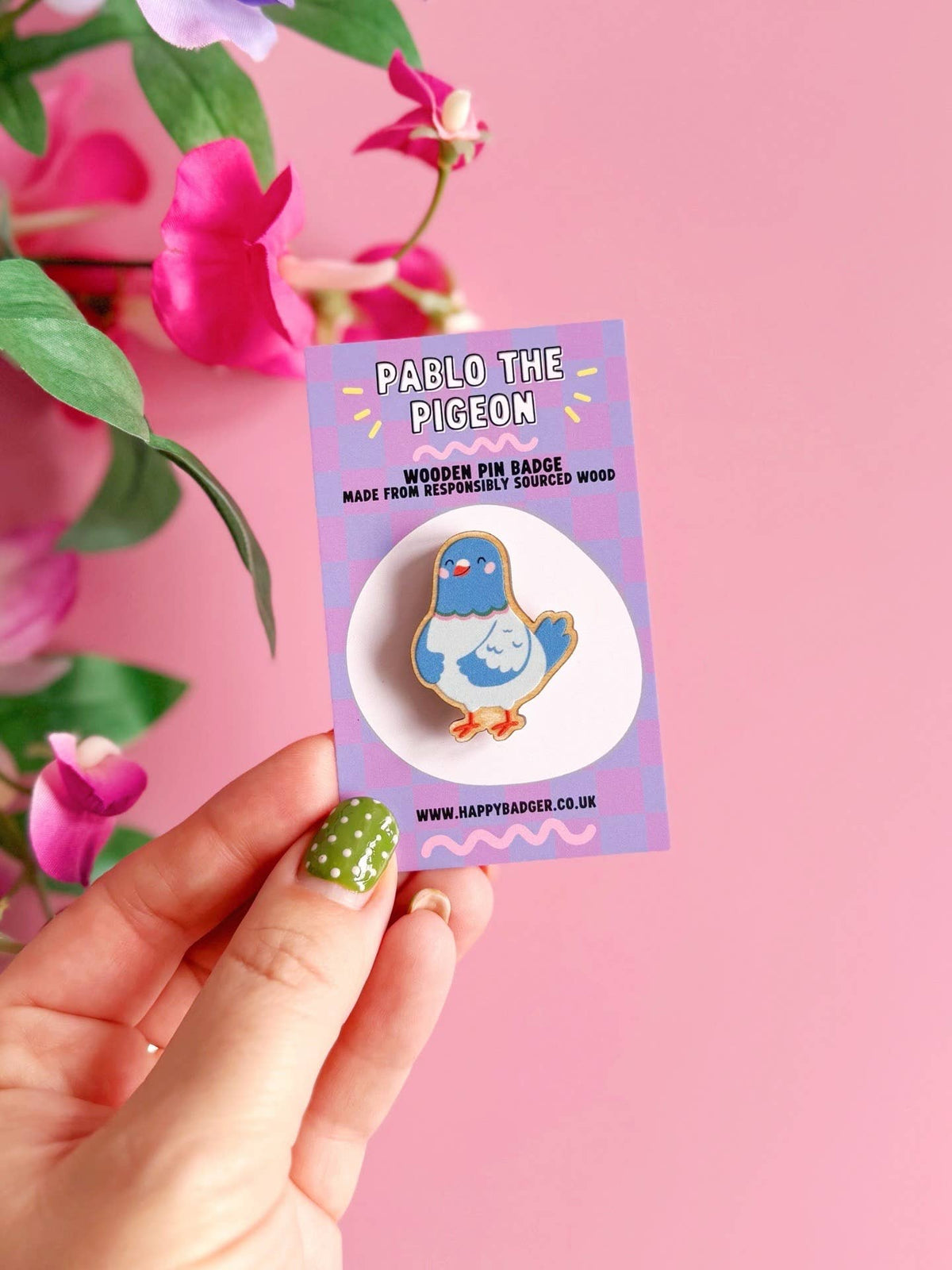 Pigeon Wooden Pin Badge