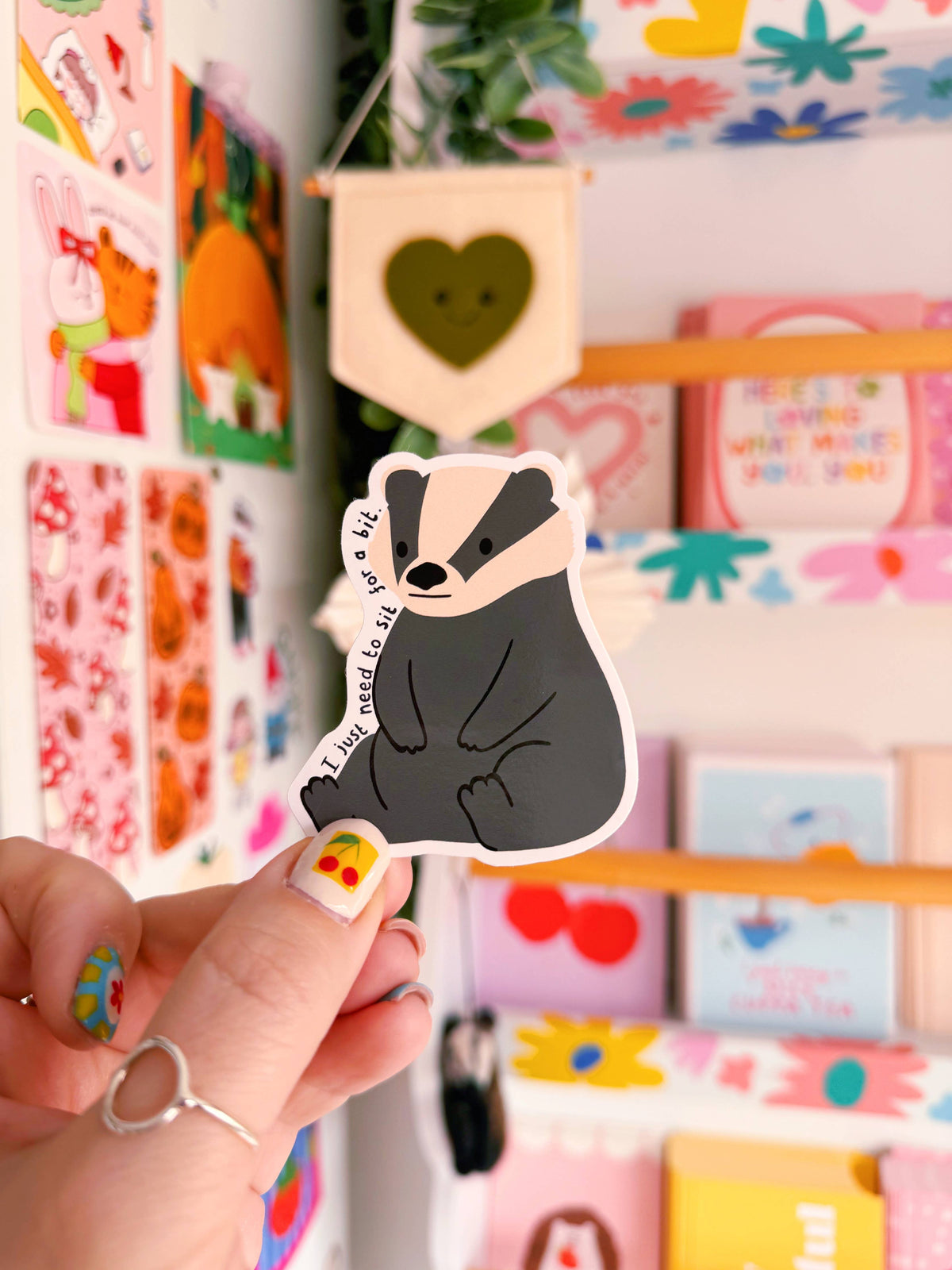 Tired Badger Sticker | Waterproof Vinyl Sticker
