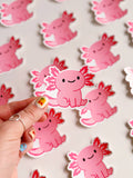 Pink Axolotl Sticker | Waterproof Vinyl Sticker