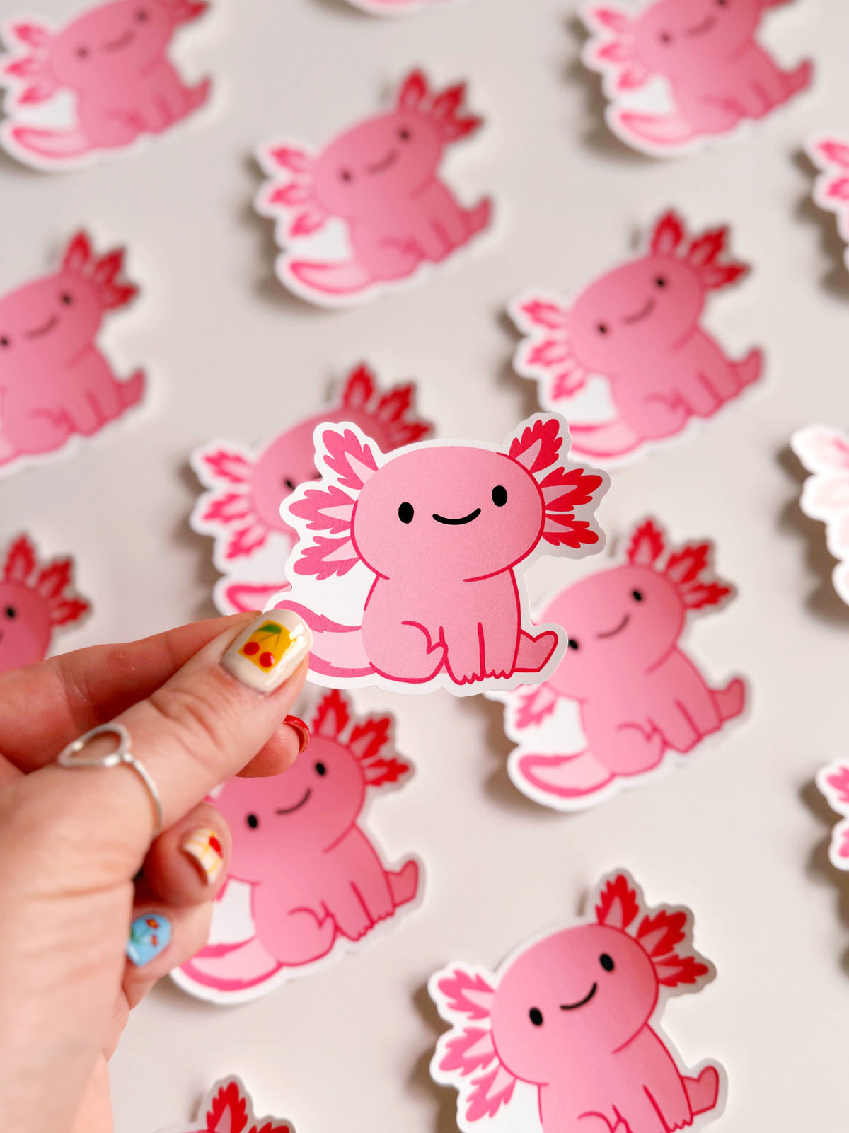 Pink Axolotl Sticker | Waterproof Vinyl Sticker