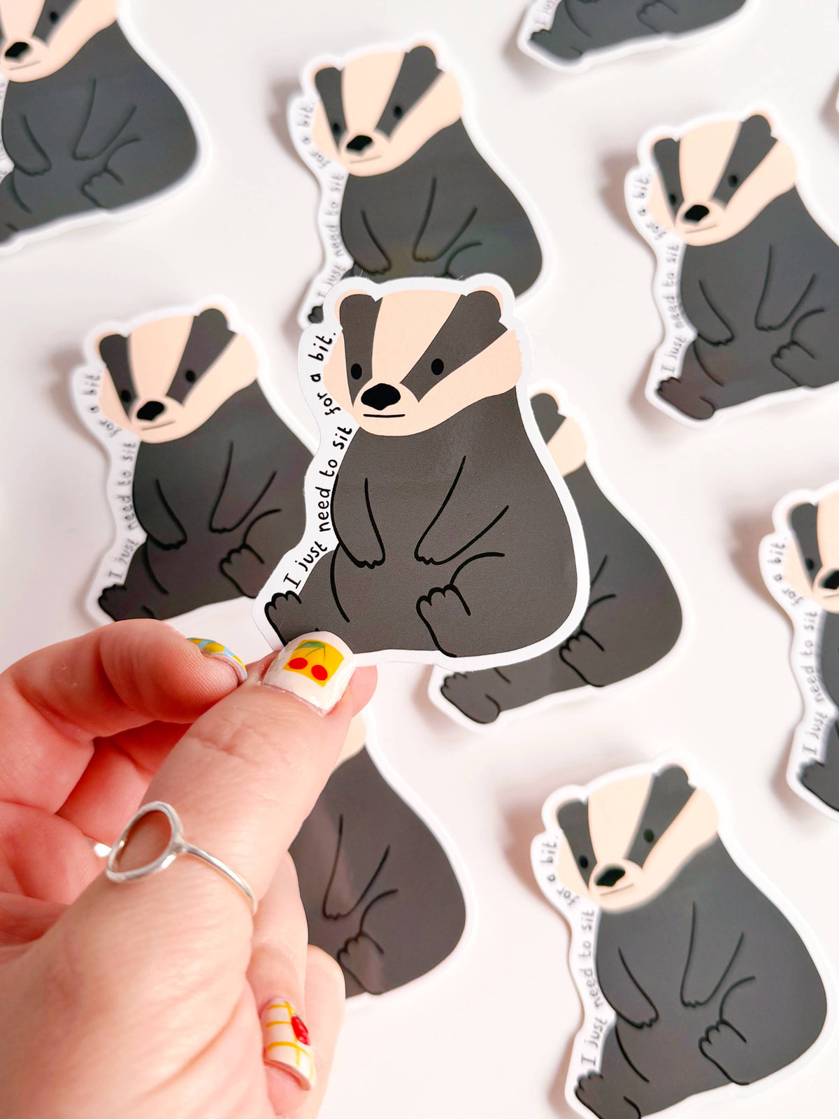 Tired Badger Sticker | Waterproof Vinyl Sticker