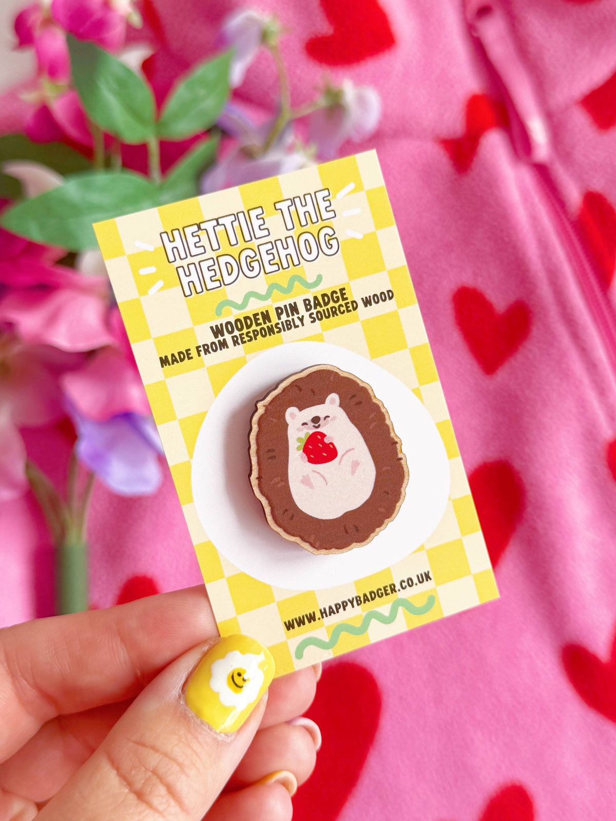 Hedgehog Pin Badge | Eco Friendly Gifts | Wooden Pin Badge