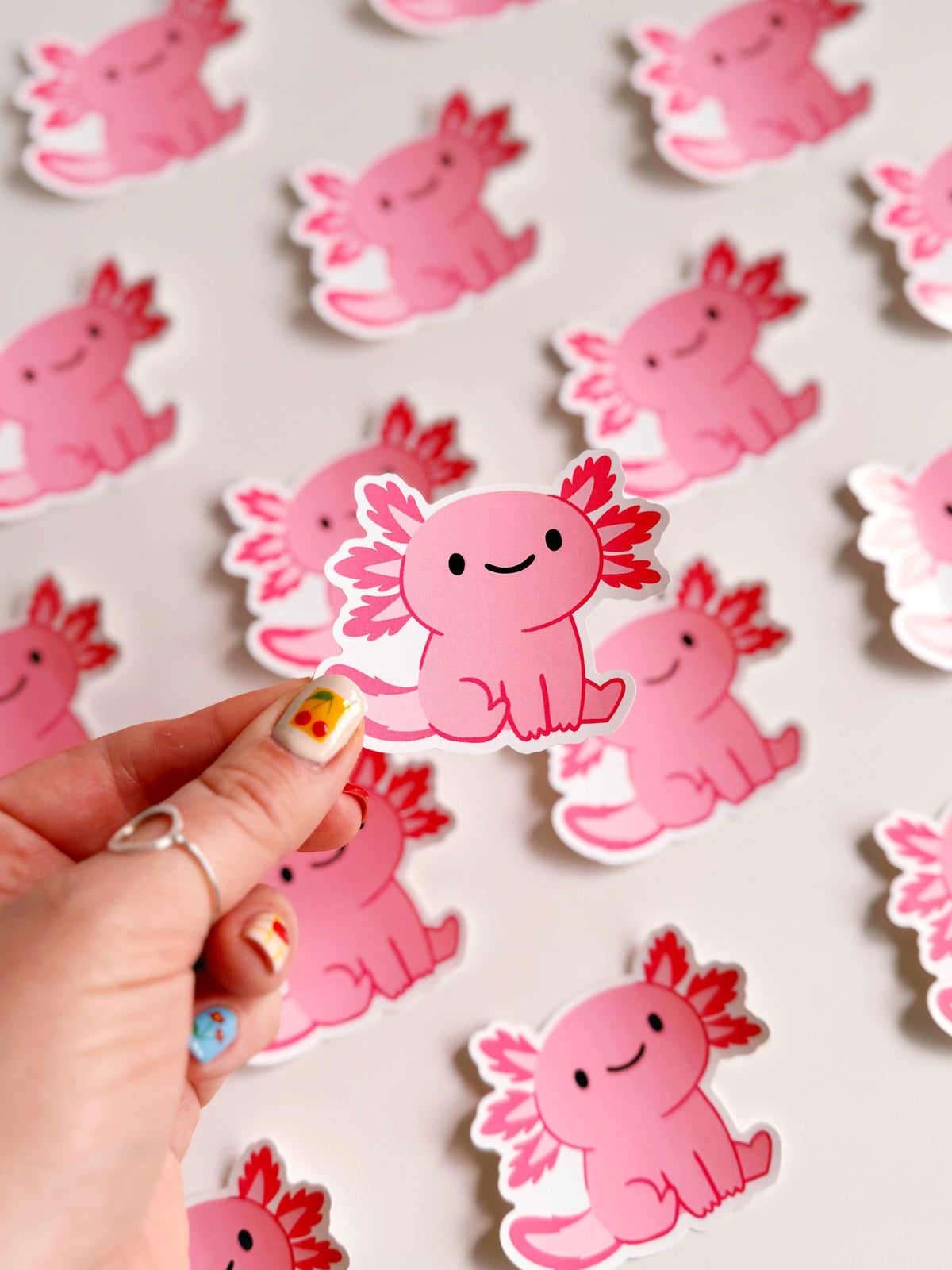 Pink Axolotl Sticker | Waterproof Vinyl Sticker