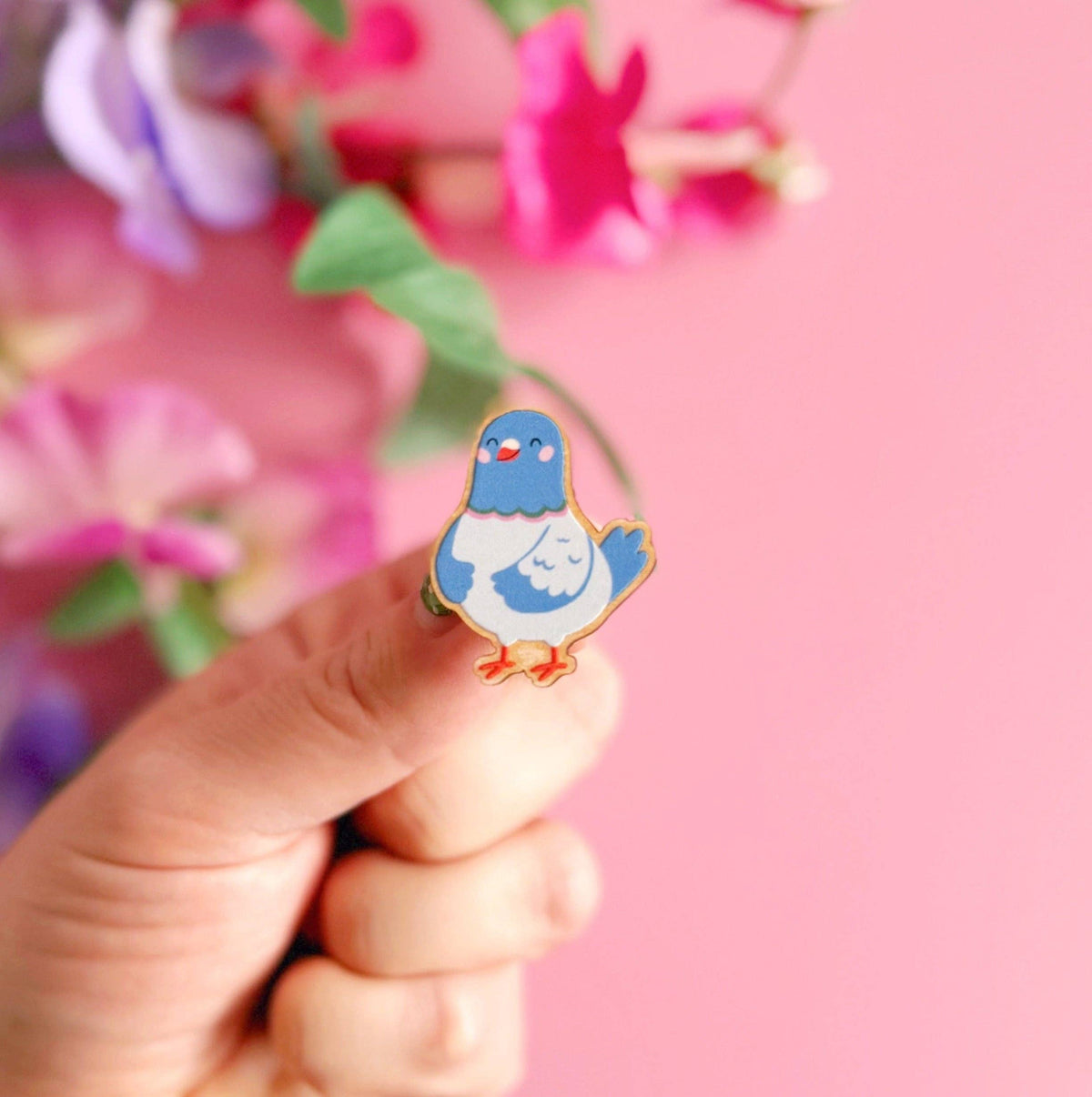 Pigeon Wooden Pin Badge
