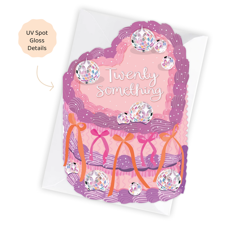 Twenty Something - Birthday Cake Shaped Greeting Card