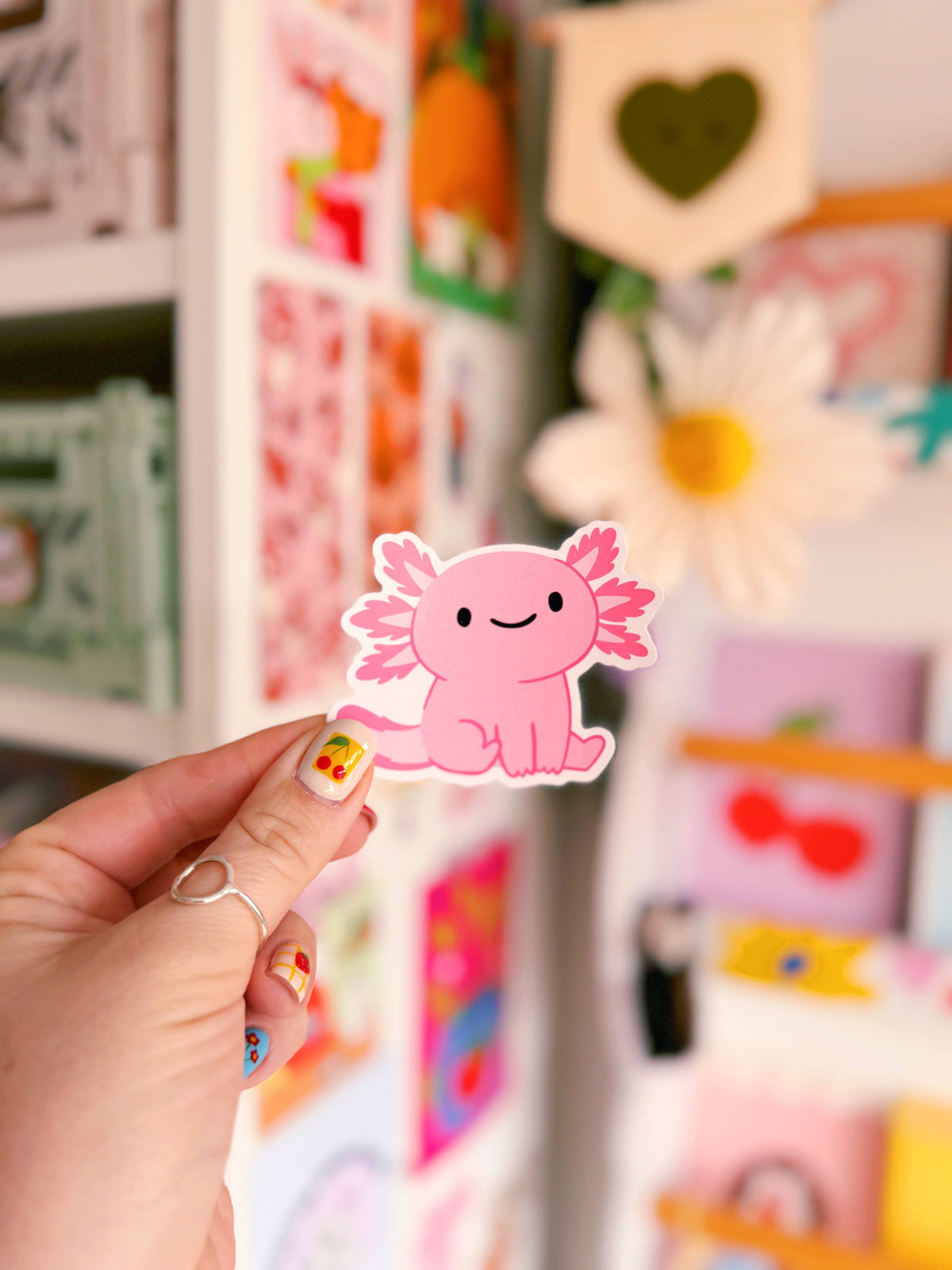 Pink Axolotl Sticker | Waterproof Vinyl Sticker