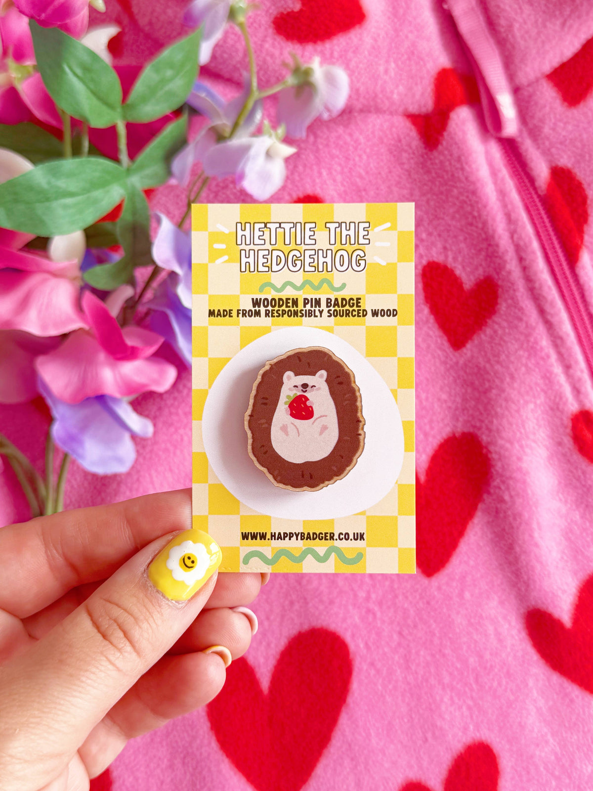 Hedgehog Pin Badge | Eco Friendly Gifts | Wooden Pin Badge