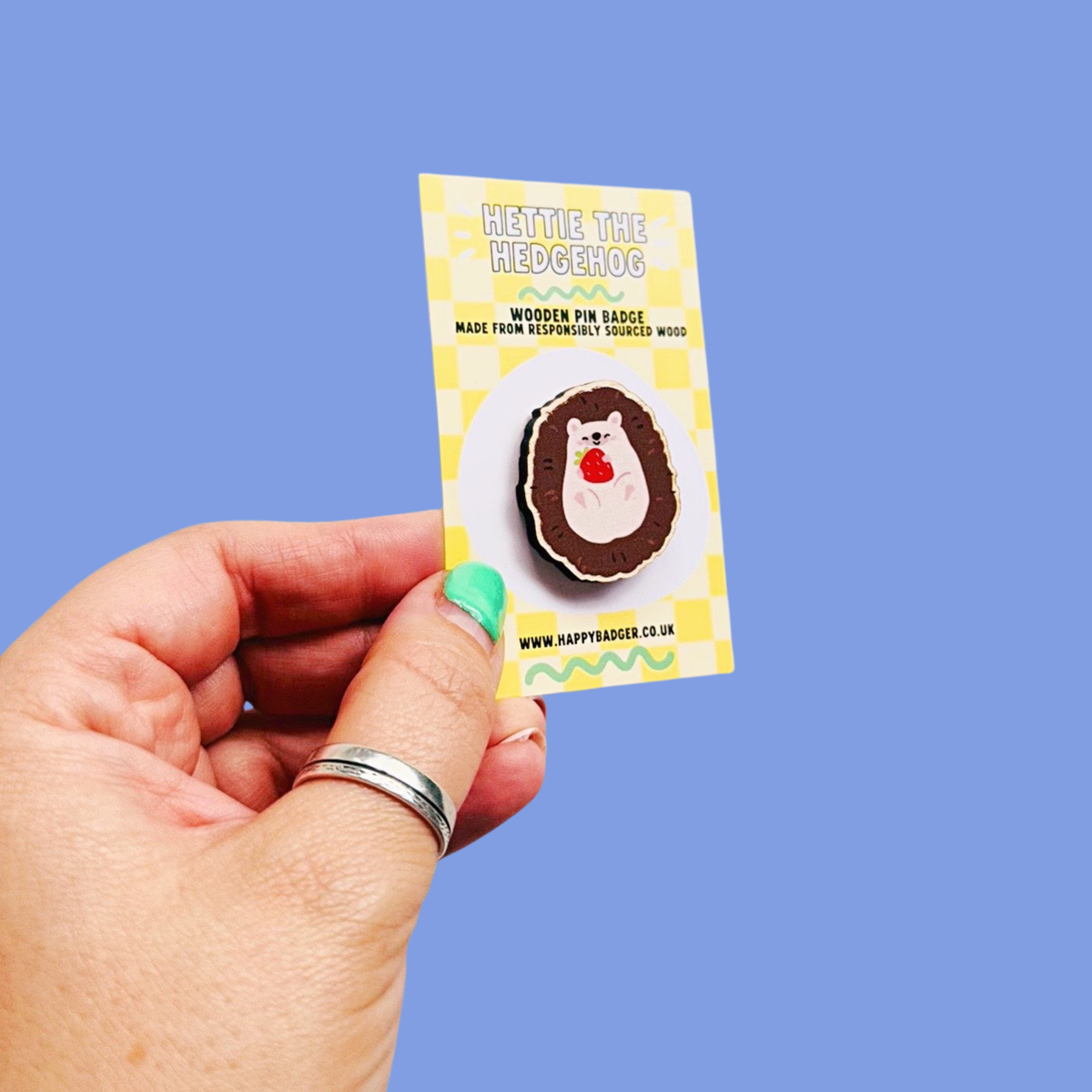 Hedgehog Pin Badge | Eco Friendly Gifts | Wooden Pin Badge
